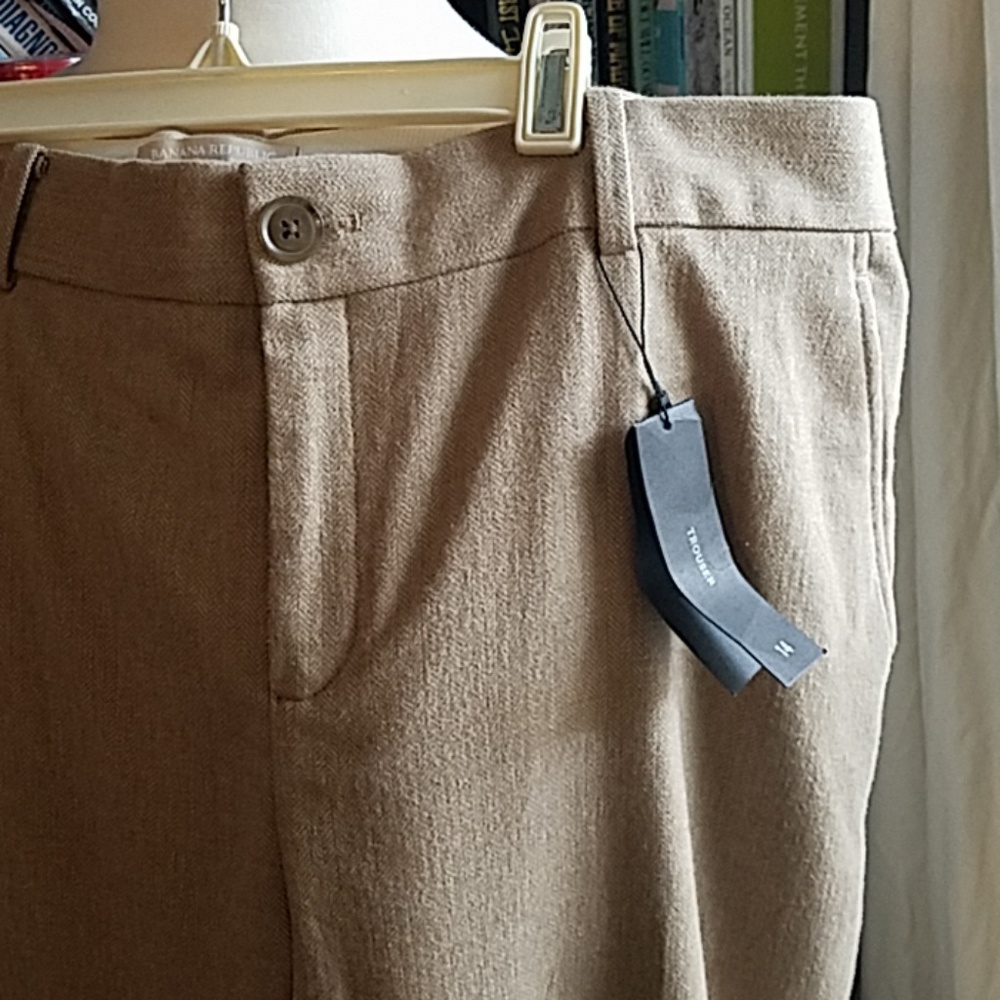 Beige Banana Republic herringbone trousers